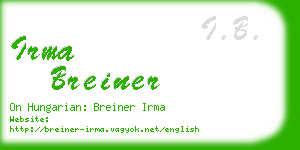 irma breiner business card